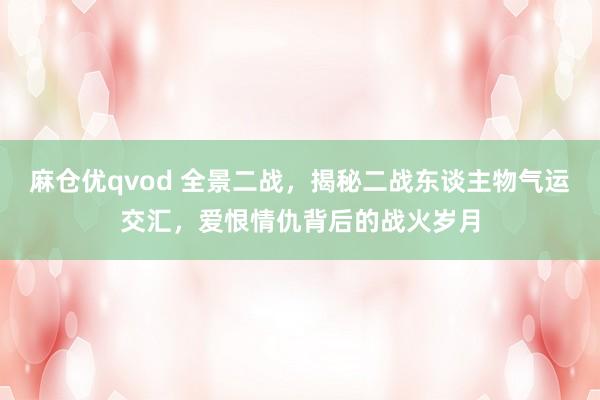 麻仓优qvod 全景二战，揭秘二战东谈主物气运交汇，爱恨情仇背后的战火岁月