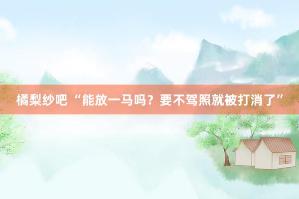 橘梨纱吧 “能放一马吗？要不驾照就被打消了”