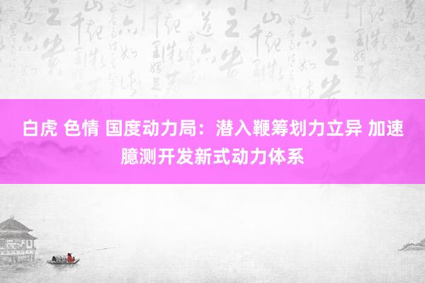 白虎 色情 国度动力局：潜入鞭筹划力立异 加速臆测开发新式动力体系