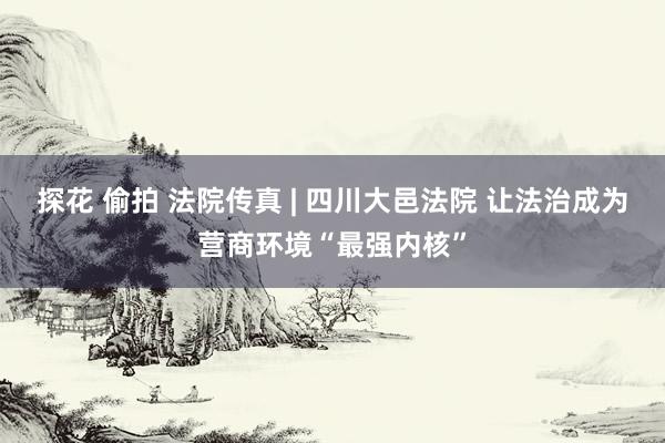 探花 偷拍 法院传真 | 四川大邑法院 让法治成为营商环境“最强内核”