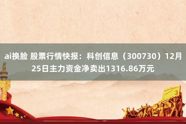 ai换脸 股票行情快报：科创信息（300730）12月25日主力资金净卖出1316.86万元