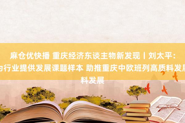 麻仓优快播 重庆经济东谈主物新发现丨刘太平：为行业提供发展课题样本 助推重庆中欧班列高质料发展