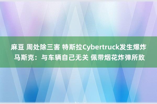 麻豆 周处除三害 特斯拉Cybertruck发生爆炸 马斯克：与车辆自己无关 佩带烟花炸弹所致