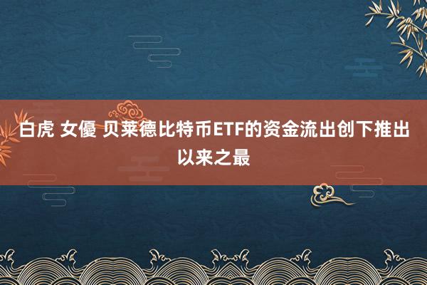 白虎 女優 贝莱德比特币ETF的资金流出创下推出以来之最