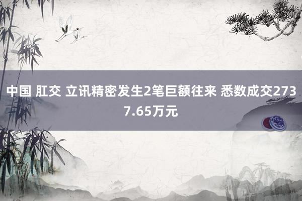 中国 肛交 立讯精密发生2笔巨额往来 悉数成交2737.65万元