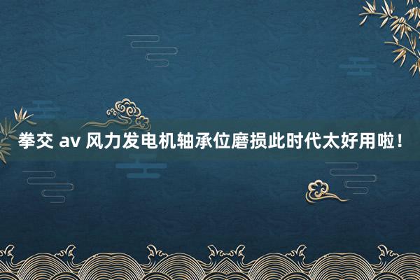 拳交 av 风力发电机轴承位磨损此时代太好用啦！