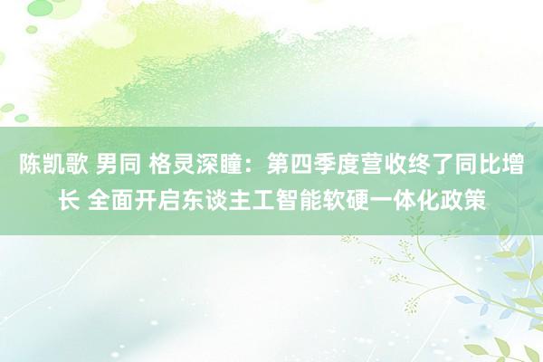 陈凯歌 男同 格灵深瞳：第四季度营收终了同比增长 全面开启东谈主工智能软硬一体化政策