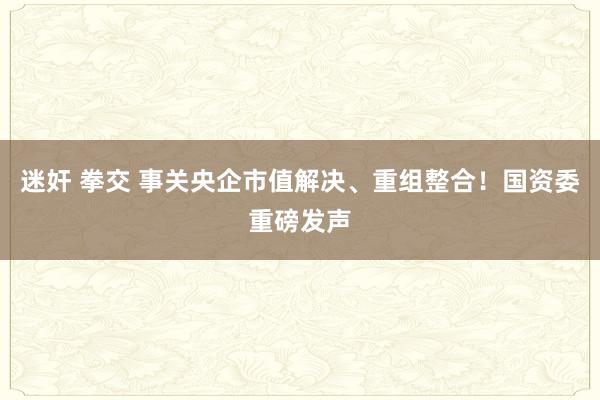 迷奸 拳交 事关央企市值解决、重组整合！国资委重磅发声