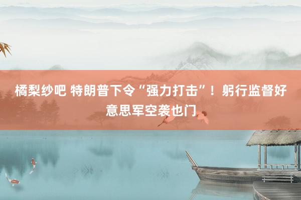 橘梨纱吧 特朗普下令“强力打击”！躬行监督好意思军空袭也门