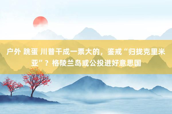 户外 跳蛋 川普干成一票大的，鉴戒“归拢克里米亚”？格陵兰岛或公投进好意思国