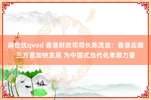 麻仓优qvod 香港财政司司长陈茂波：香港应循三方面加快发展 为中国式当代化孝顺力量