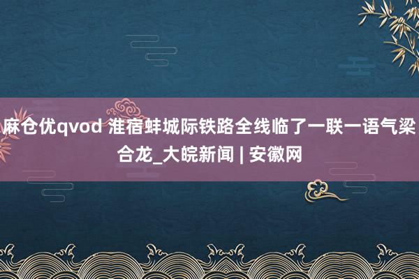 麻仓优qvod 淮宿蚌城际铁路全线临了一联一语气梁合龙_大皖新闻 | 安徽网