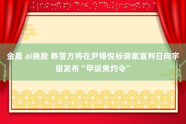 金晨 ai换脸 韩警方将在尹锡悦标谤案宣判日向宇宙发布“甲级焦灼令”