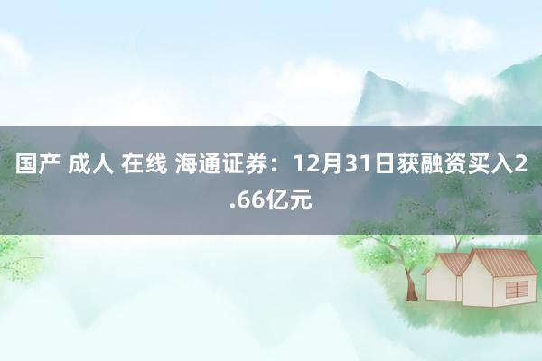 国产 成人 在线 海通证券：12月31日获融资买入2.66亿元