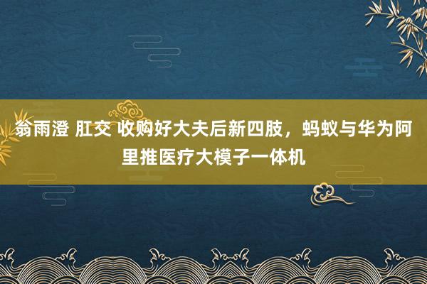 翁雨澄 肛交 收购好大夫后新四肢，蚂蚁与华为阿里推医疗大模子一体机
