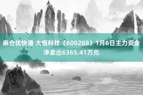 麻仓优快播 大恒科技（600288）1月6日主力资金净卖出6365.41万元