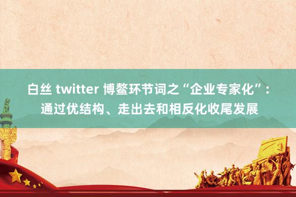 白丝 twitter 博鳌环节词之“企业专家化”： 通过优结构、走出去和相反化收尾发展