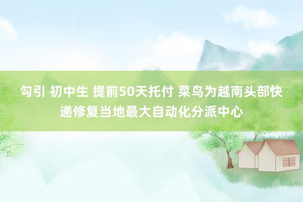 勾引 初中生 提前50天托付 菜鸟为越南头部快递修复当地最大自动化分派中心