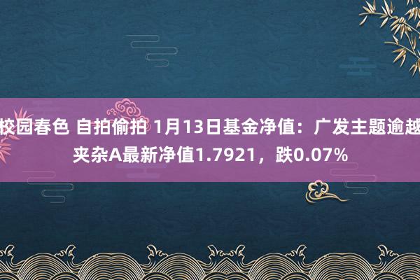 校园春色 自拍偷拍 1月13日基金净值：广发主题逾越夹杂A最新净值1.7921，跌0.07%