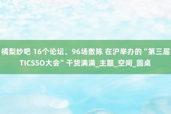 橘梨纱吧 16个论坛、96场敷陈 在沪举办的“第三届TICSSO大会”干货满满_主题_空间_圆桌