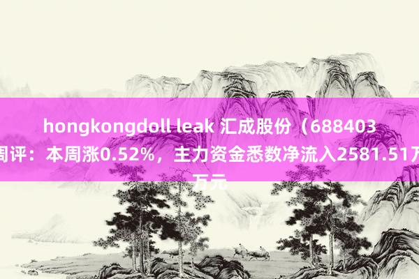 hongkongdoll leak 汇成股份（688403）周评：本周涨0.52%，主力资金悉数净流入2581.51万元