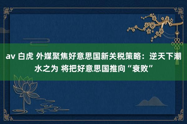 av 白虎 外媒聚焦好意思国新关税策略：逆天下潮水之为 将把好意思国推向“衰败”