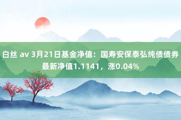 白丝 av 3月21日基金净值：国寿安保泰弘纯债债券最新净值1.1141，涨0.04%