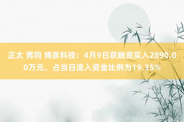 正太 男同 博彦科技：4月9日获融资买入2890.00万元，占当日流入资金比例为19.35%