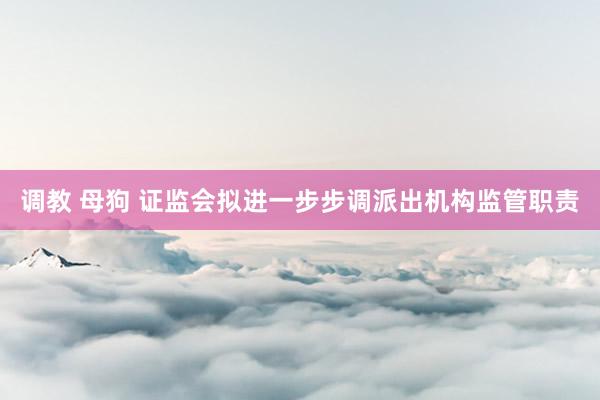 调教 母狗 证监会拟进一步步调派出机构监管职责